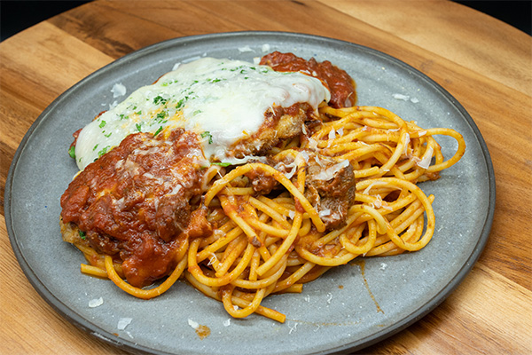 Chicken Parmesan and Spaghetti at our Barclay-Kingston, Cherry Hill multi concept restaurant.