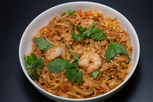 Pad Thai with Shrimp made at our multi-cuisine restaurant near Collingswood, NJ.