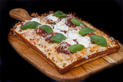 Detroit style pizza served at our restaurant near Ashland, Cherry Hill, NJ.