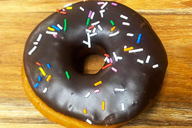 Chocolate doughnut made at our food court near Ashland, Cherry Hill, NJ.