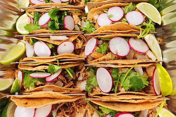 A tray of Tacos for Moorestown food catering.