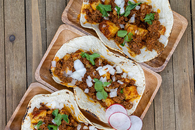 Three tacos made for food delivery service near Lawnside NJ.