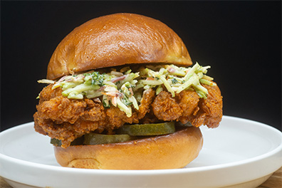 Nashville Fried Chicken Sandwich crafted for Lawnside food delivery service.